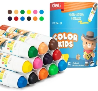 Гелевые мелки Deli EC224-12 Color Kids кругл. 12цв. (12шт) дл.80мм д.15мм - купить недорого с доставкой в интернет-магазине