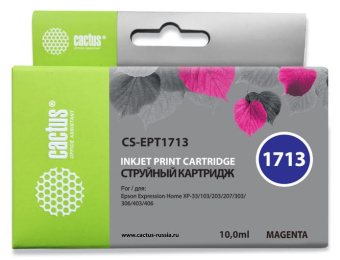 Картридж струйный Cactus CS-EPT1713 17XL пурпурный (10мл) для Epson XP-33/103/203/207/303/306/403/406 с чипом - купить недорого с доставкой в интернет-магазине