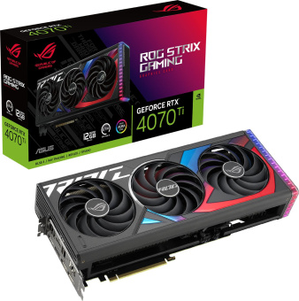 Видеокарта Asus PCI-E 4.0 ROG-STRIX-RTX4070TI-12G-GAMING NVIDIA GeForce RTX 4070TI 12Gb 192bit GDDR6X 2610/21000 HDMIx2 DPx3 HDCP Ret - купить недорого с доставкой в интернет-магазине