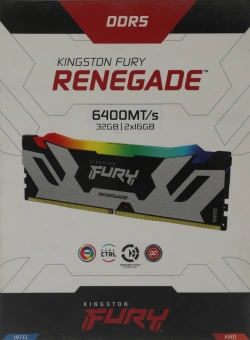 Память DDR5 2x16GB 6400MHz Kingston KF564C32RSAK2-32 Fury Renegade XMP RGB RTL Gaming PC5-51200 CL32 DIMM 288-pin 1.4В kit dual rank с радиатором Ret - купить недорого с доставкой в интернет-магазине