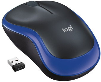 Мышь Logitech M185 черный/синий оптическая (1000dpi) беспроводная USB1.1 для ноутбука (2but) - купить недорого с доставкой в интернет-магазине