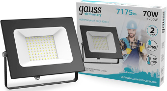 Прожектор уличный Gauss Elementary светодиодный 70Втчерный (613100270) - купить недорого с доставкой в интернет-магазине