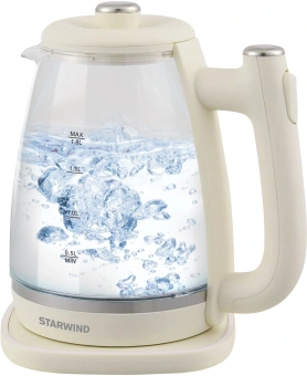 Чайник электрический Starwind SKG4042 1.8л. 1800Вт слоновая кость корпус: стекло - купить недорого с доставкой в интернет-магазине