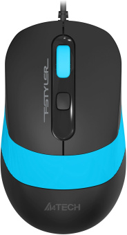 Мышь A4Tech Fstyler FM10S черный/синий оптическая 1600dpi silent USB 3but (FM10S USB BLUE) - купить недорого с доставкой в интернет-магазине