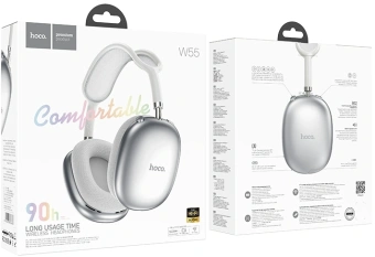 Наушники мониторные Hoco W55 TWS серебристый беспроводные bluetooth оголовье (32676) - купить недорого с доставкой в интернет-магазине