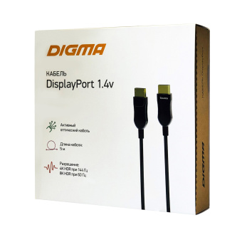 Кабель аудио-видео Digma 1.4v AOC DisplayPort (m)/DisplayPort (m) 5м. позолоч.конт. черный (BHP DP 1.4-5) - купить недорого с доставкой в интернет-магазине
