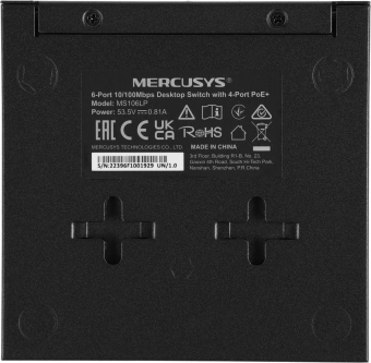 Коммутатор Mercusys MS106LP (L2) 6x100Мбит/с 4PoE+ 40W неуправляемый - купить недорого с доставкой в интернет-магазине