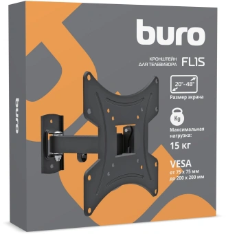 Кронштейн для телевизора Buro FL1S черный 20"-48" макс.15кг настенный поворот и наклон - купить недорого с доставкой в интернет-магазине