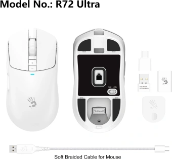 Мышь A4Tech Bloody R72 Ultra белый оптическая 20000dpi беспров. USB-C 7but - купить недорого с доставкой в интернет-магазине