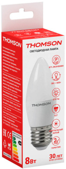 Лампа светодиодная Thomson TH-B2022 8Вт цок.:E27 свеча 220B 4000K св.свеч.бел.нейт. Candle - купить недорого с доставкой в интернет-магазине