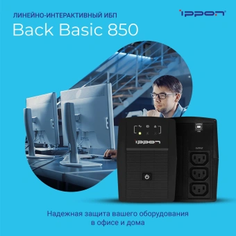Источник бесперебойного питания Ippon Back Basic 850 480Вт 850ВА черный - купить недорого с доставкой в интернет-магазине