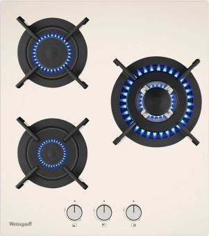 Газовая варочная поверхность Weissgauff HGG 451 BERV бежевый - купить недорого с доставкой в интернет-магазине