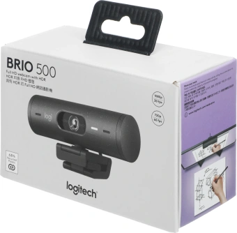 Камера Web Logitech HD Webcam Brio 500 черный 4Mpix (1920x1080) USB Type-C с микрофоном (960-001423) - купить недорого с доставкой в интернет-магазине
