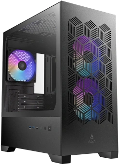 Корпус Azza AEROHEX-M черный без БП mATX 4x120mm 1xUSB2.0 2xUSB3.0 audio bott PSU - купить недорого с доставкой в интернет-магазине