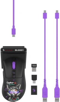 Мышь A4Tech Bloody R73 Ultra Duo черный/рисунок оптическая 20000dpi беспров. USB-C 7but (R73 ULTRA DUO CYPHER GHOST) - купить недорого с доставкой в интернет-магазине