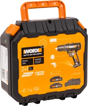 Шуруповерт Worx WX108 аккум. патрон:быстрозажимной (кейс в комплекте) - купить недорого с доставкой в интернет-магазине