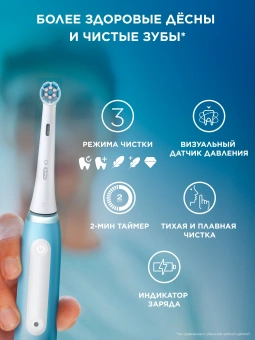 Зубная щетка электрическая Oral-B iO_S3_Ice Blue голубой - купить недорого с доставкой в интернет-магазине