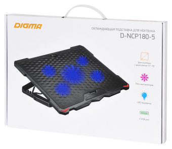 Подставка для ноутбука Digma D-NCP180-5 18"415x295x25мм 2xUSB 5x 79/150ммFAN 850г черный - купить недорого с доставкой в интернет-магазине