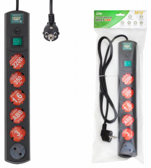 Сетевой фильтр Most LRG 1.6м (6 розеток) черный (пакет ПЭ) - купить недорого с доставкой в интернет-магазине