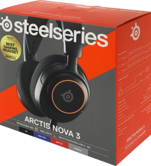 Наушники с микрофоном Steelseries Arctis Nova 3 черный 1.2м накладные оголовье (61631) - купить недорого с доставкой в интернет-магазине