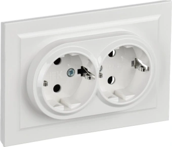 Розетка силов. IEK Brite РС12-3-БрБ BR-R21-16-K01-F 2розет. двойн. скрыт. зазем. IP20 белый (упак.:1шт) - купить недорого с доставкой в интернет-магазине