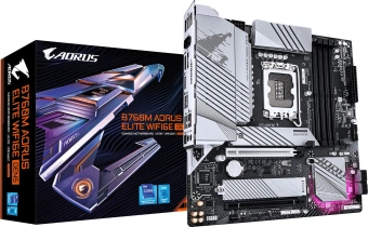 Материнская плата Gigabyte B760M AORUS ELITE WIFI6E GEN5 Soc-1700 Intel B760 4xDDR5 mATX AC`97 8ch(7.1) 2.5Gg RAID+HDMI+DP - купить недорого с доставкой в интернет-магазине