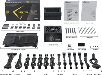 Блок питания Seasonic ATX 1200W Vertex GX-1200 80+ gold (20+4pin) APFC 135mm fan 18xSATA Cab Manag RTL - купить недорого с доставкой в интернет-магазине