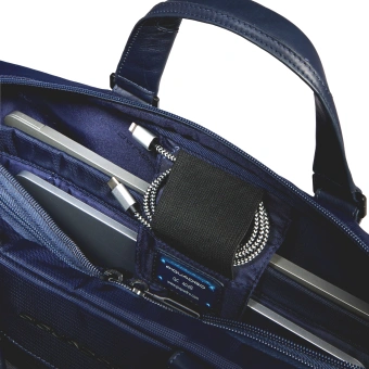 Деловая сумка Piquadro Orion CA6624S136/BLU с отделением для ноутбука 15.6" синяя ткань/натур.кожа - купить недорого с доставкой в интернет-магазине