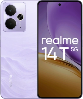 Смартфон Realme RMX5078 14T 5G 128Gb 8Gb фиолетовый моноблок 3G 4G 2Sim 6.67" 1080x2400 Android 15 50Mpix 802.11 a/b/g/n/ac NFC GPS GSM900/1800 GSM1900 Protect - купить недорого с доставкой в интернет-магазине