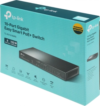 Коммутатор TP-Link TL-SG1210MPE (L2) 10x1Гбит/с 1xКомбо(1000BASE-T/SFP) 8PoE+ 123W настраиваемый - купить недорого с доставкой в интернет-магазине