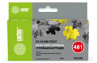 Картридж струйный Cactus CS-CLI481XXLY CLI-481XLY желтый (13мл) для Canon Pixma TR7540/TR8540/TS6140/TS8140 с чипом - купить недорого с доставкой в интернет-магазине