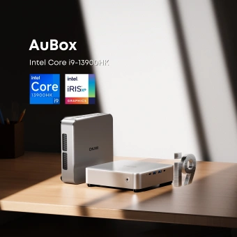 ПК Мини Chuwi AuBox Core i9 13900HK (2.6) 16Gb SSD512Gb Iris Xe Windows 11 Pro 2x2.5GbitEth WiFi BT 120W серебристый/черный - купить недорого с доставкой в интернет-магазине