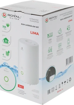 Увлажнитель воздуха Royal Clima RUH-TB300/4.0M-WT 25Вт (ультразвуковой) белый/серый - купить недорого с доставкой в интернет-магазине