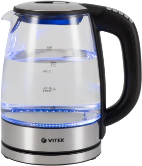 Чайник электрический Vitek VT-8828 1.7л. 2200Вт серебристый корпус: стекло/металл - купить недорого с доставкой в интернет-магазине