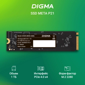 Накопитель SSD Digma PCIe 4.0 x4 1TB DGSM4001TP21T Meta P21 M.2 2280 - купить недорого с доставкой в интернет-магазине