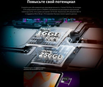 Планшет Teclast T50Plus Tiger T620 (2.0) 8C RAM6Gb ROM256Gb 10.95" IPS 1920x1200 4G 2Sim Android 14 серый 13Mpix 8Mpix BT WiFi microSD 1Tb 8000mAh 10hr - купить недорого с доставкой в интернет-магазине