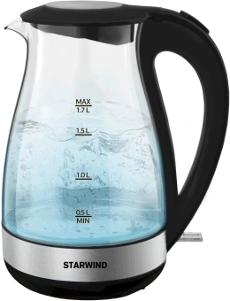 Чайник электрический Starwind SKP3039 1.7л. 2200Вт черный корпус: стекло/пластик - купить недорого с доставкой в интернет-магазине