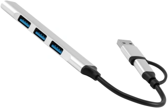 Разветвитель USB-C + USB-A Digma DHUB-4USB-AC-2.0 4порт. серебристый - купить недорого с доставкой в интернет-магазине