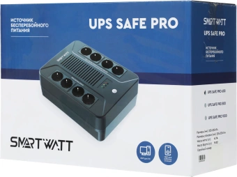 Источник бесперебойного питания Smartwatt Safe Pro 360Вт 600ВА черный - купить недорого с доставкой в интернет-магазине