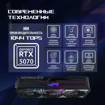Видеокарта Asus PCI-E 5.0 ROG-STRIX-RTX5070-O12G-GAMING NVIDIA GeForce RTX 5070 12Gb 192bit GDDR7 2655/28000 HDMIx2 DPx3 HDCP Ret - купить недорого с доставкой в интернет-магазине