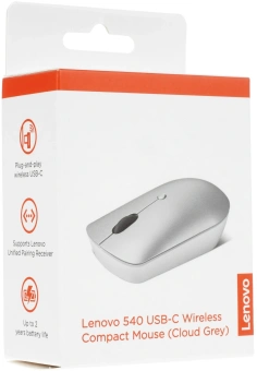 Мышь Lenovo 540 USB-C Wireless Compact светло-серый оптическая 2400dpi беспров. BT/Radio USB (GY51D20869) - купить недорого с доставкой в интернет-магазине
