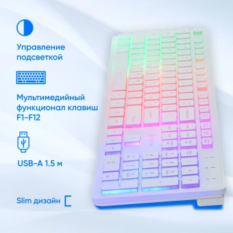 Клавиатура Оклик 550ML белый USB slim Multimedia LED - цена, купить или заказать с доставкой в интернет-магазине Клавиатура Оклик 550ML белый USB slim Multimedia LED - купить недорого с доставкой в интернет-магазине