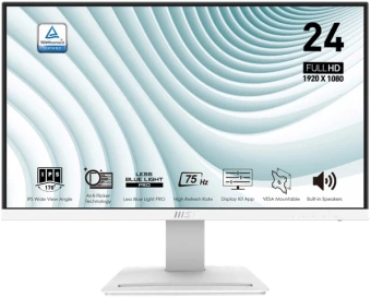 Монитор MSI 23.8" Pro MP243XW белый IPS LED 4ms 16:9 HDMI M/M 300cd 178гр/178гр 1920x1080 100Hz DP FHD 3.07кг - купить недорого с доставкой в интернет-магазине
