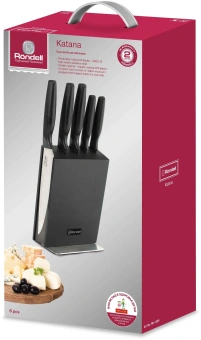 Набор ножей кухон. Rondell Katana RD-1359 компл.:6предм. с подставкой черный подар.коробка - купить недорого с доставкой в интернет-магазине