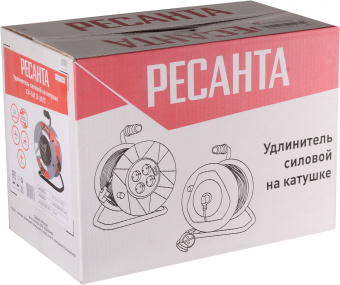 Удлинитель силовой Ресанта СУ-3х1,5-30/2 (61/118/6) 2x1.0кв.мм 4розет. 40м ПВС катушка серый - купить недорого с доставкой в интернет-магазине