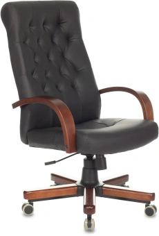 Кресло руководителя Бюрократ T-9928WALNUT/ECO черный экокожа крестов. металл/дерево - купить недорого с доставкой в интернет-магазине