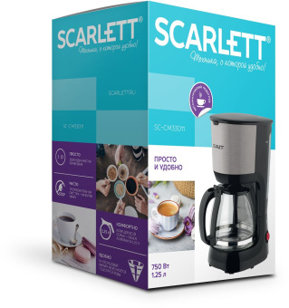 Кофеварка капельная Scarlett SC-CM33011 750Вт черный/стальной - купить недорого с доставкой в интернет-магазине