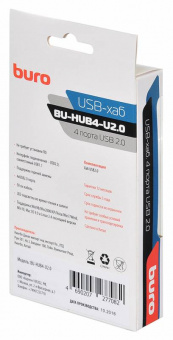 Разветвитель USB 2.0 Buro BU-HUB4-U2.0 4порт. черный - купить недорого с доставкой в интернет-магазине