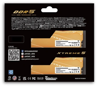 Память DDR5 2x16GB 6400MHz Patriot VXA532G6432K Viper Xtreme 5 RTL Gaming PC5-51200 CL32 DIMM 288-pin 1.4В с радиатором Ret - купить недорого с доставкой в интернет-магазине