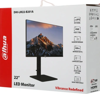 Монитор Dahua 21.5" DHI-LM22-B201A черный IPS LED 4ms 16:9 HDMI матовая HAS Piv 1000:1 250cd 178гр/178гр 1920x1080 100Hz VGA DP FHD 2.96кг - купить недорого с доставкой в интернет-магазине
